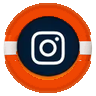 The Instagram camera logo inside a white-striped orange life preserver.