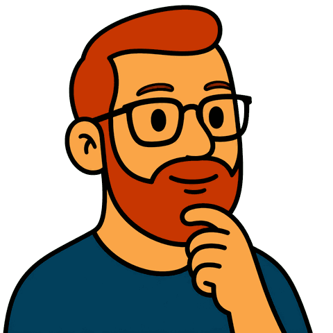 A man with red hair, a beard, and glasses wearing a blue shirt rests his hand on his chin.