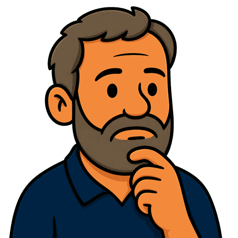 A man with brown hair and a beard wearing a dark blue shirt rests his hand on his chin.
