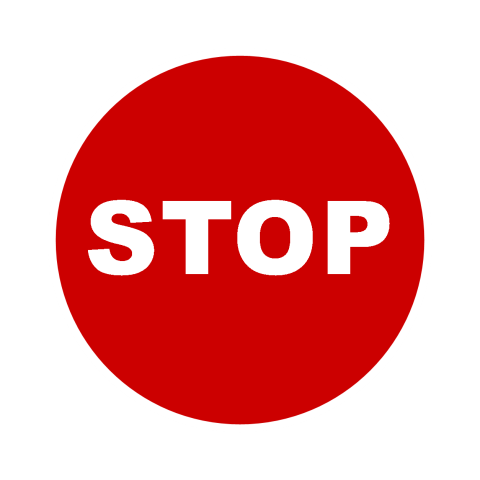 A red circle with the word STOP in white letters.