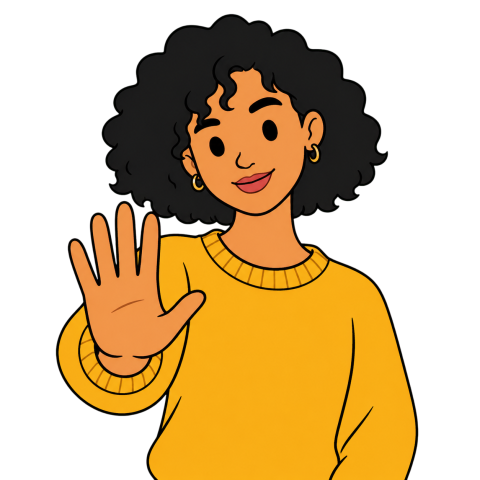 A woman holds up an open hand to show that membership is for one person only.