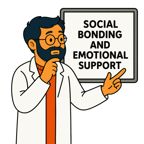 A man with a black beard and glasses in a white lab coat points at a whiteboard with text.