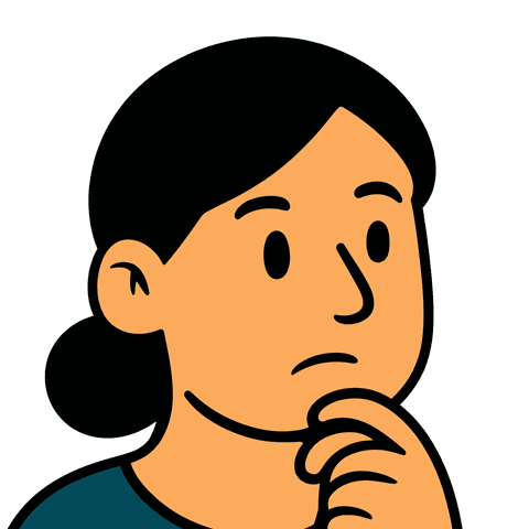 A woman with black hair in a bun wearing a blue shirt rests her hand on her chin.